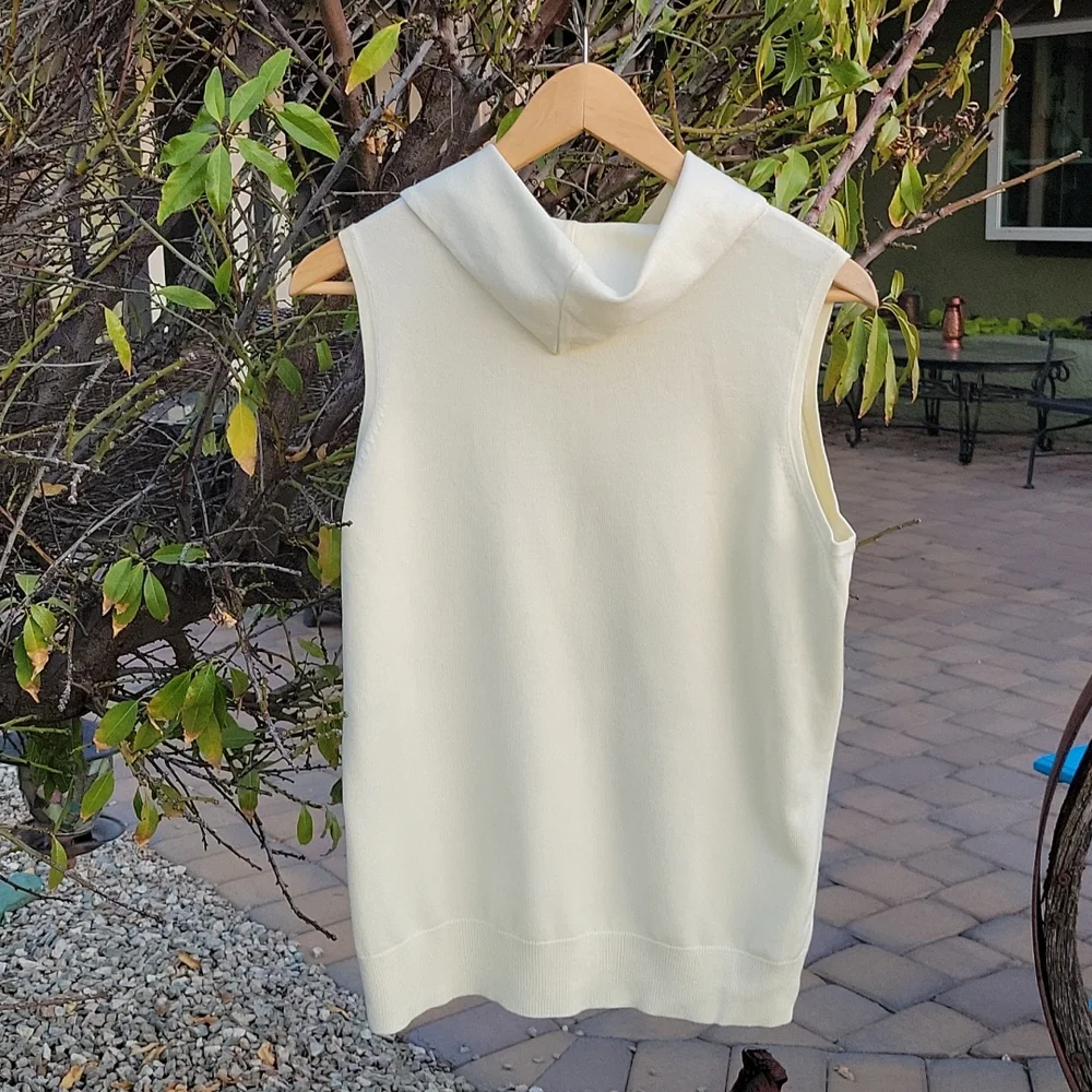 Merona Cream Sleeveless Turtleneck Ladies Sweater Size Large - Picture 6 of 6